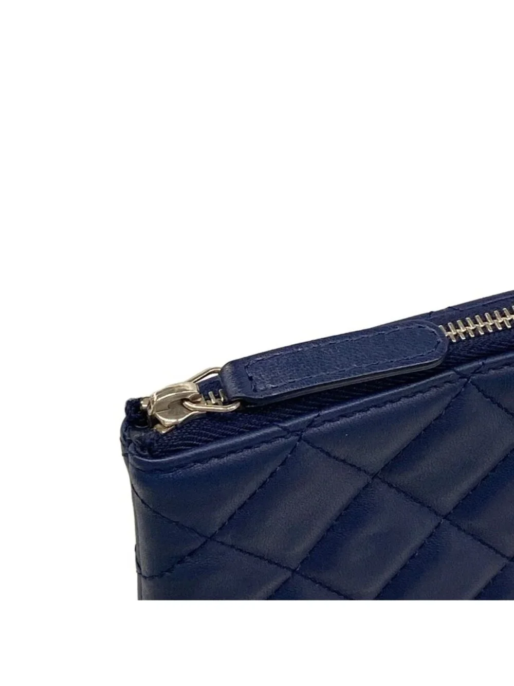 Chanel Clutch Quilted Navy Silver Lambskin